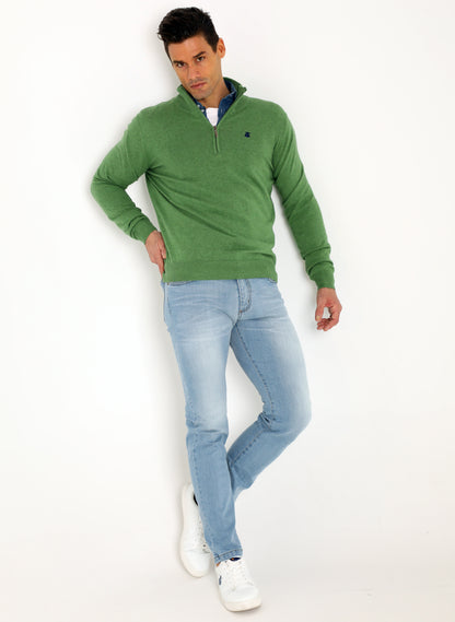 Men's Green Zipper Sweater