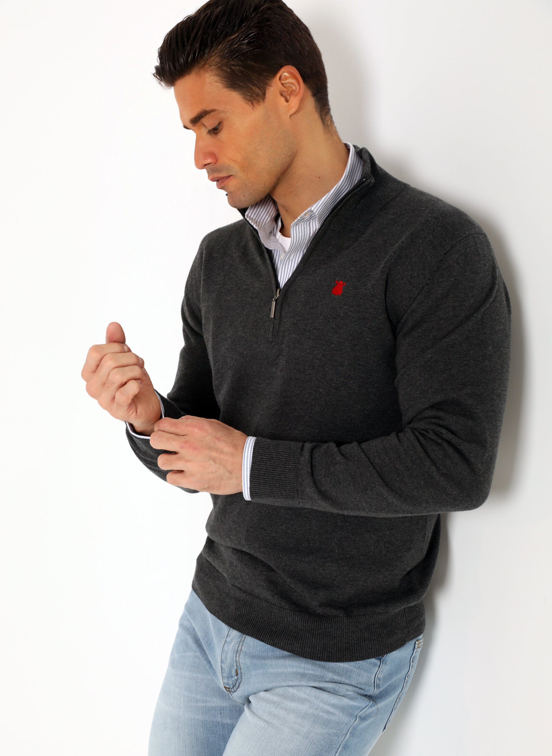 Men's Gray Zipper Sweater