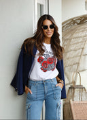 Camiseta Blanca Claveles Mujer