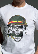 Camiseta Blanca Calavera Militar Hombre