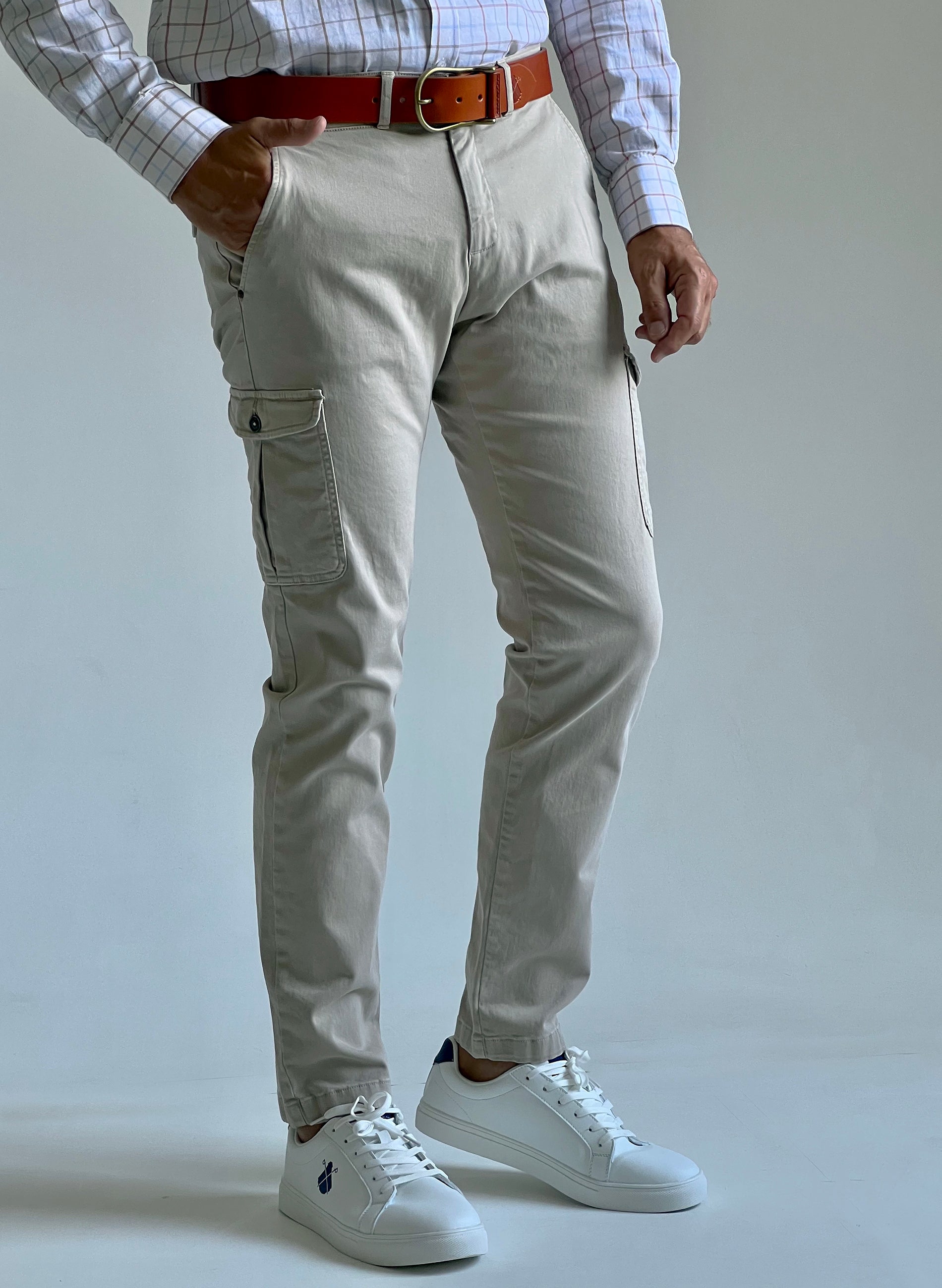 Pantalon cargo beige pour hommes