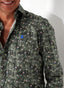 Camisa Hombre Verde Florecitas