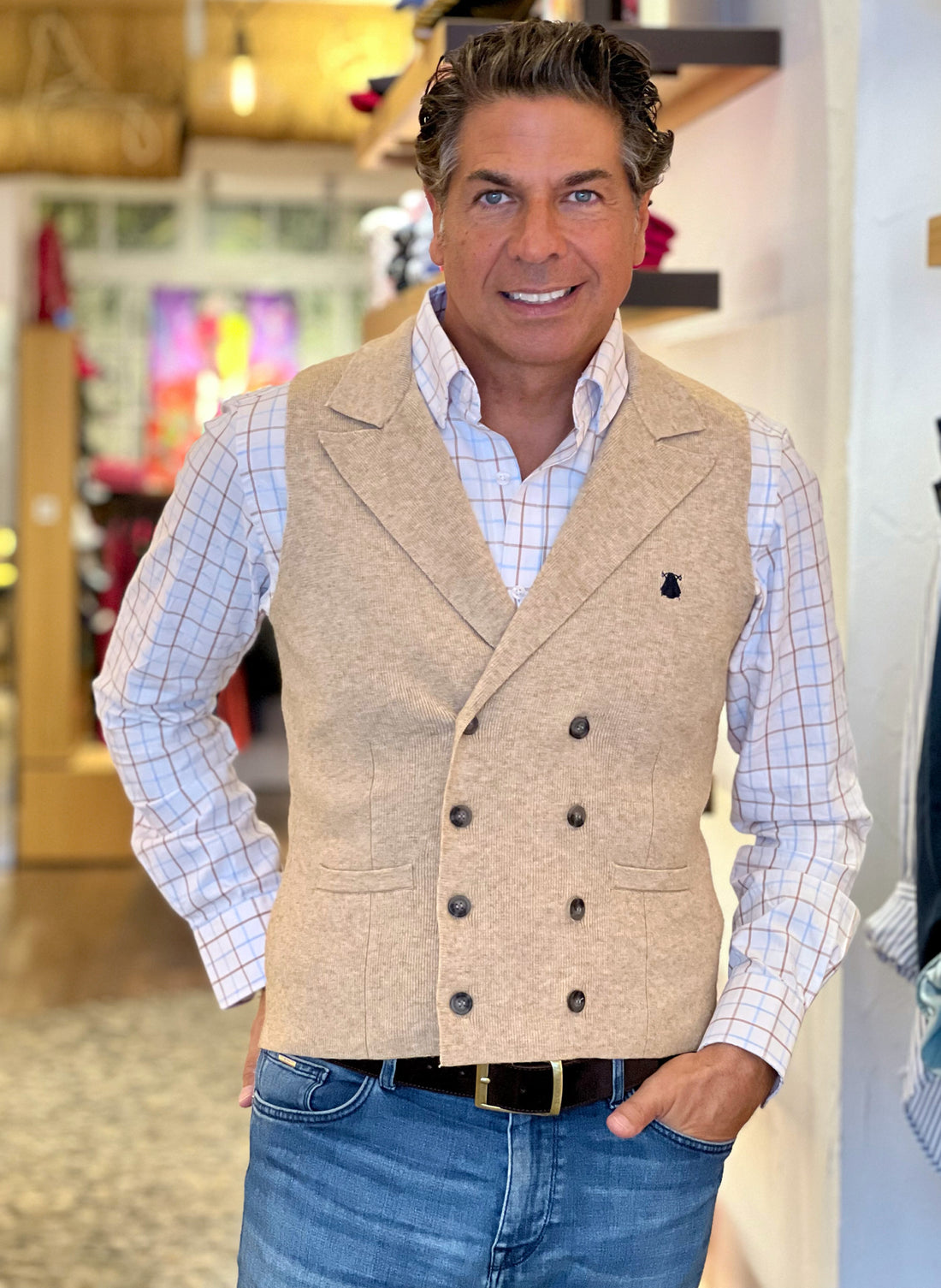 Gilet Campero in camel maille pour homme