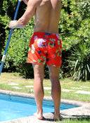 Maillot de Bain Homme Amibes et Fleurs Orange