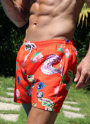 Maillot de Bain Homme Amibes et Fleurs Orange