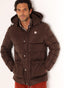 Parka Acolchada Marrón Chocolate con Capucha Hombre