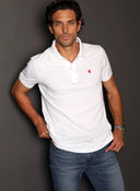 Polo Classic Hombre Blanco Logo Rosa Capote