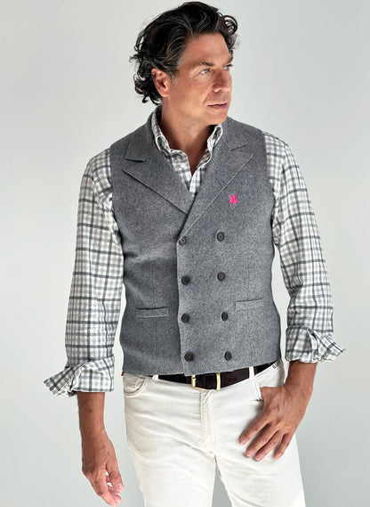 Gilet country tricoté gris pour hommes