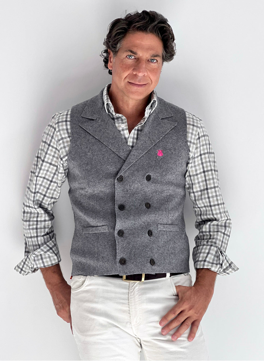 Men's Gray Knitted Country Vest