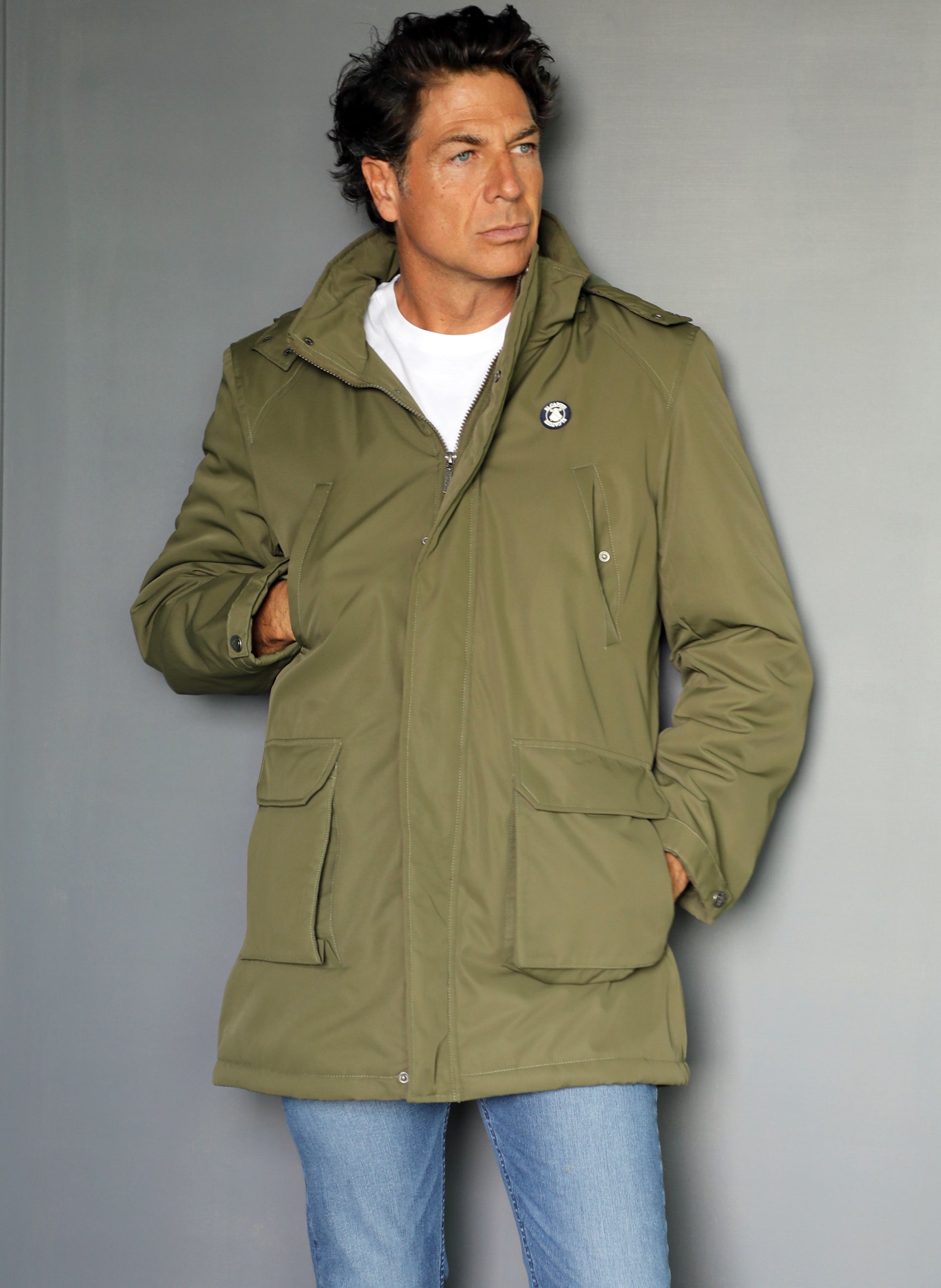 Capote Chaleco Plumas Verde Hombre Abrigos Anorak Para Hombre