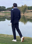 Jersey Azul Lambswool Cuello Pico Rombos Hombre