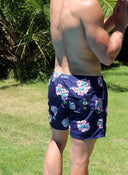 Maillot de Bain Homme Bleu Fleurs Roses