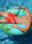 Maillot de Bain Homme Amibes et Fleurs Orange