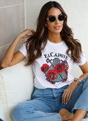 Camiseta Blanca Claveles Mujer