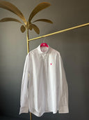 Camisa Blanca Nido de Abeja capote Rosa Hombre