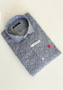 Camisa Azul Rosas Blancas Hombre