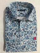 Camisa Estampada Hojas Azules Hombre