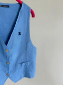 Chaleco Azul Añíl 100% Lino Mujer