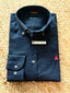 Camisa Hombre Sarga Azul Cuello Botón Capote Rosa