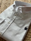 Camisa Hombre Sarga Blanca Cuello Botón Capote Azul