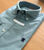 Camisa Hombre Sarga Azul Petróleo Cuello Botón