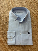 Camisa Azul Oxford Claro Cuello Botón Hombre