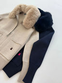 Chaqueta Azul Marino Cuello Pelo Desmontable Mujer