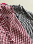 Camisa Cuadro Vichy Burdeos Volantes Mujer
