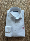 Camisa Blanca Nido de Abeja Capote Rosa Hombre