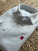 Camisa Blanca Nido de Abeja Capote Rosa Hombre