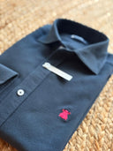 Camisa Azul Nido de Abeja Capote Rosa Hombre
