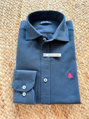 Camisa Azul Nido de Abeja Capote Rosa Hombre