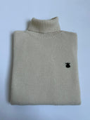 Jersey Beige Lambswool Cuello Alto Hombre