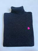 Jersey Azul Lambswool Cuello Alto Hombre