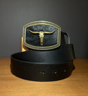 Cinturón Negro Piel Vacuno Chapón Toro