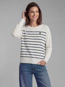 Women's White Sailor Knit Long Sleeve Sweater
