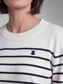 Jersey Blanco Punto Marinero Manga Larga Mujer