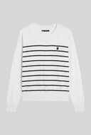 Jersey Blanco Punto Marinero Manga Larga Mujer