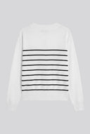 Jersey Blanco Punto Marinero Manga Larga Mujer