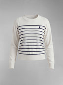 Women's White Sailor Knit Long Sleeve Sweater