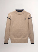 Jersey Beige Ribetes Contraste Mujer