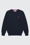 Jersey Mujer Azul Marino de Pico con Coderas