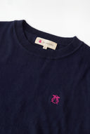 Jersey Azul Fino Cuello Caja Mujer
