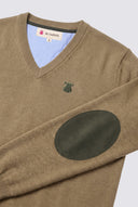 Jersey Camel Cuello Pico Coderas Hombre