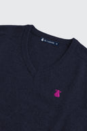 Jersey Lambswool Azul Marino Pico Hombre