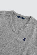 Jersey Lambswool Gris Pico Hombre
