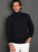 Jersey Azul Cuello Alto Algodón Hombre
