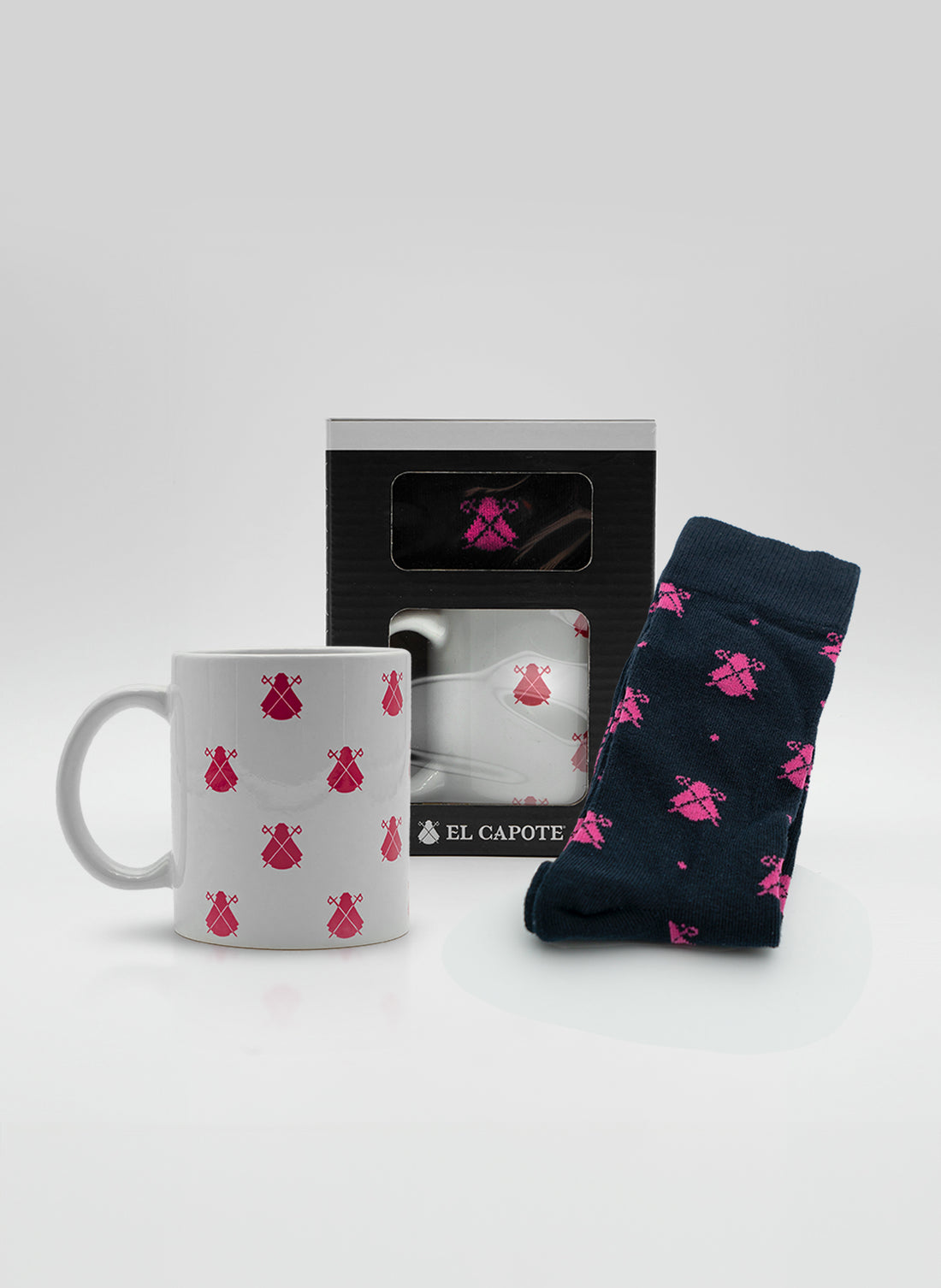 Cadeaupakket voor dames Marineblauwe sokken + roze capemok