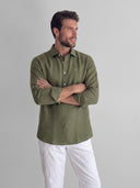 Polera Verde Kaki Lino Hombre