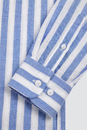 Polera Raya Ancha Azul Lino Hombre